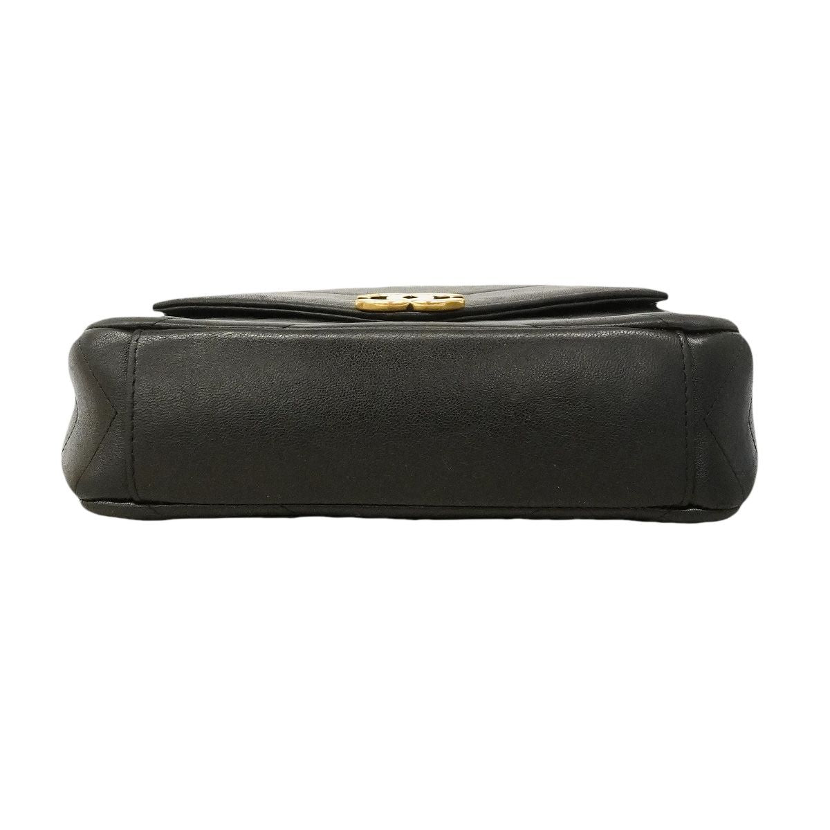 Chanel Shoulder Bag Chevron Leather Black Gold — view 3