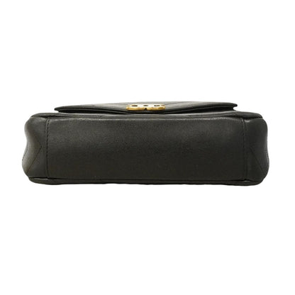 Chanel Shoulder Bag Chevron Leather Black Gold — view 3