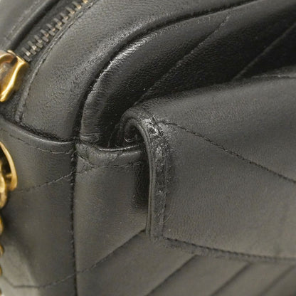 Chanel Shoulder Bag Chevron Leather Black Gold — view 7