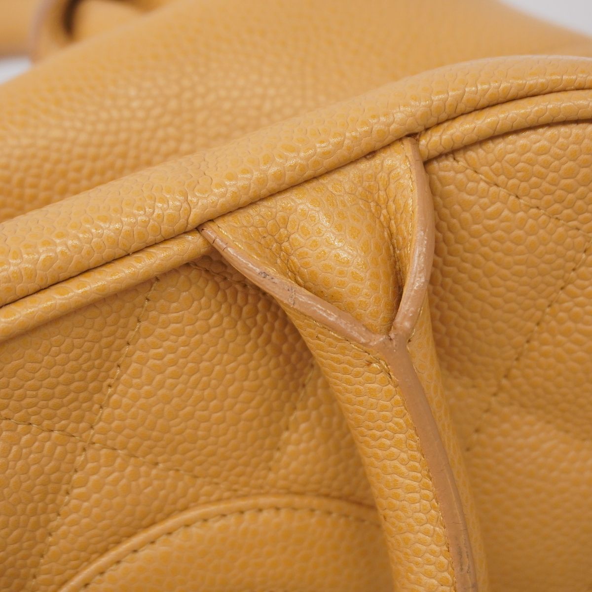 Chanel Handbag Quilted Caviar Leather Beige Gold — view 8
