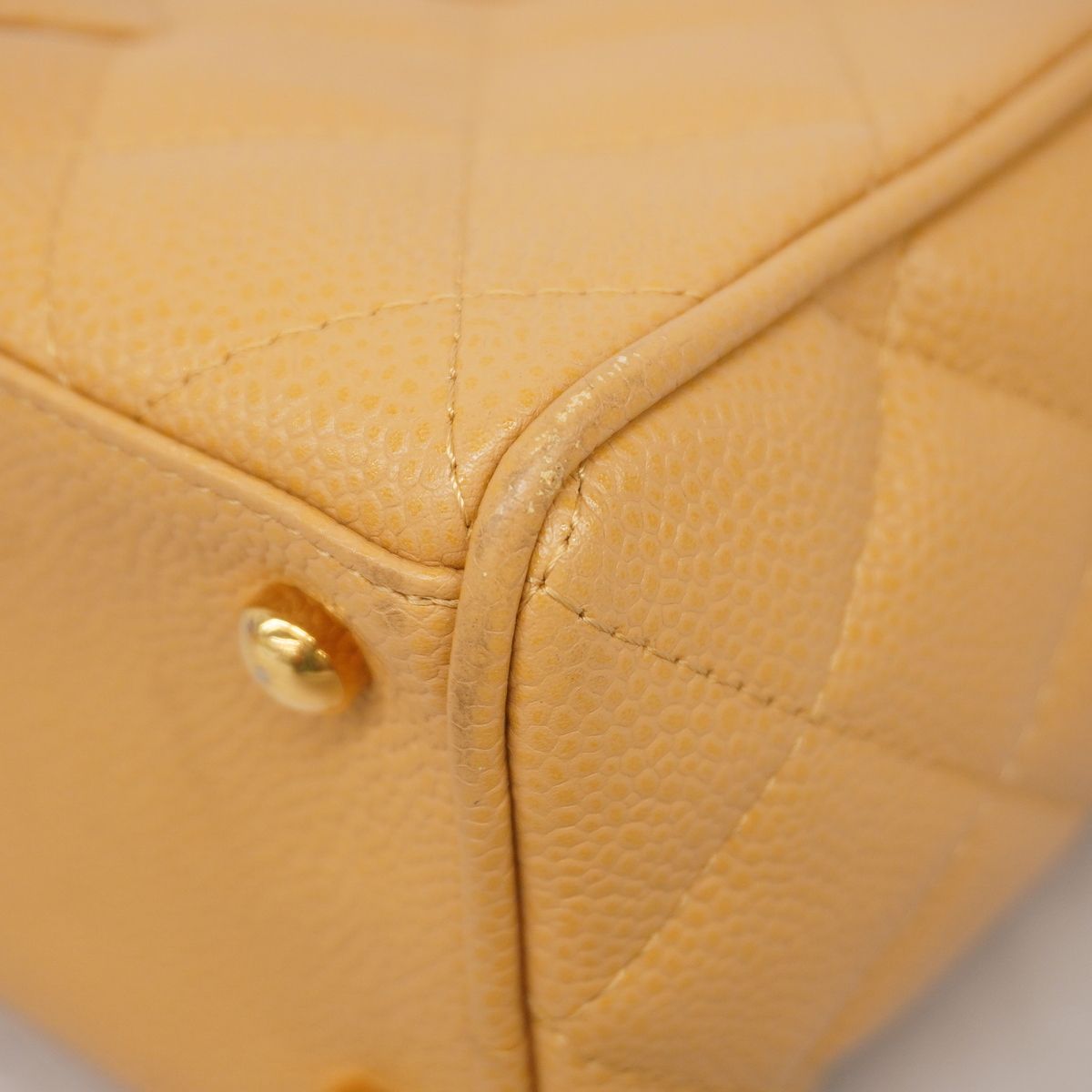 Chanel Handbag Quilted Caviar Leather Beige Gold — view 6