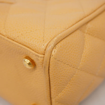Chanel Handbag Quilted Caviar Leather Beige Gold — view 6