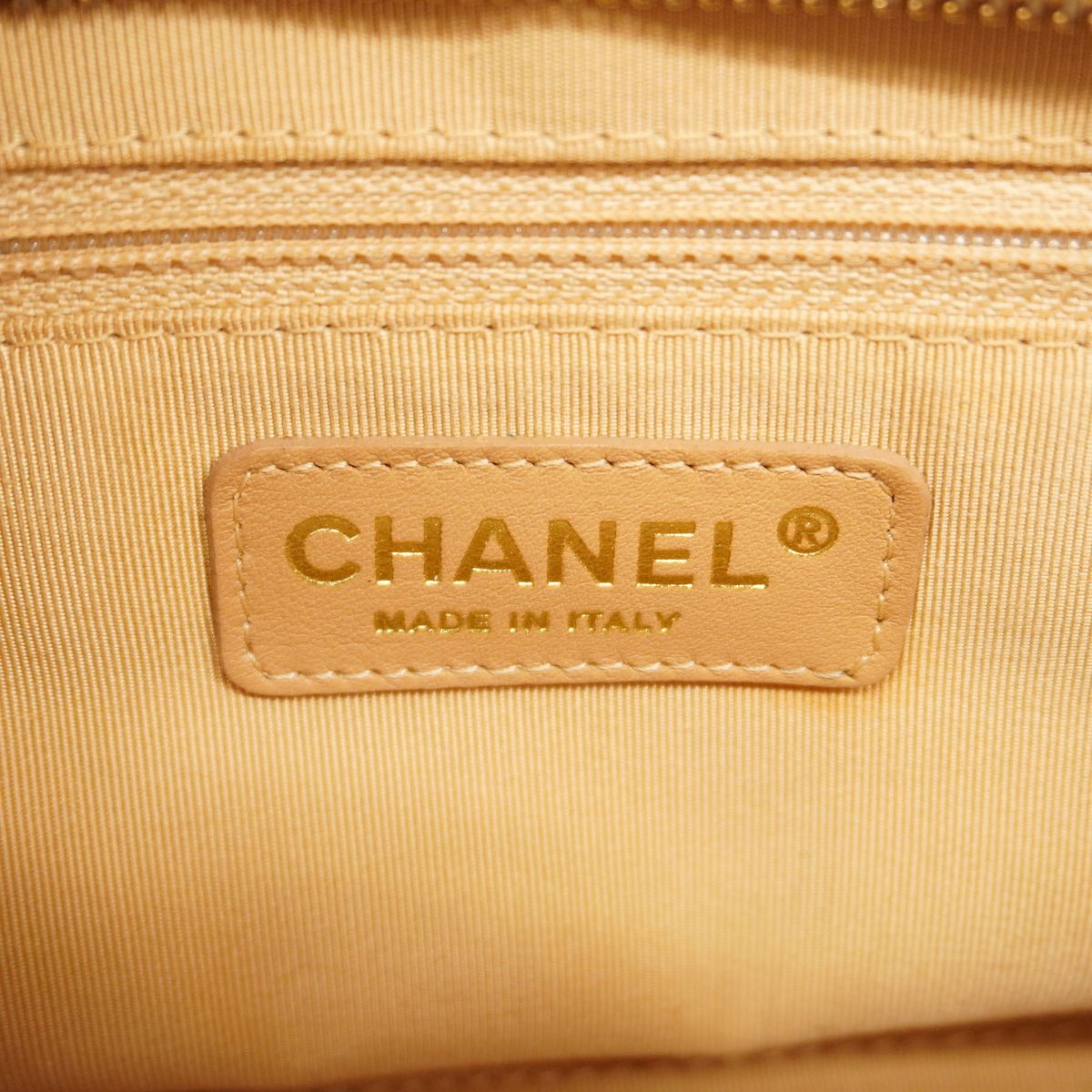 Chanel Handbag Quilted Caviar Leather Beige Gold — view 5