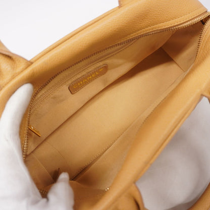Chanel Handbag Quilted Caviar Leather Beige Gold — view 4