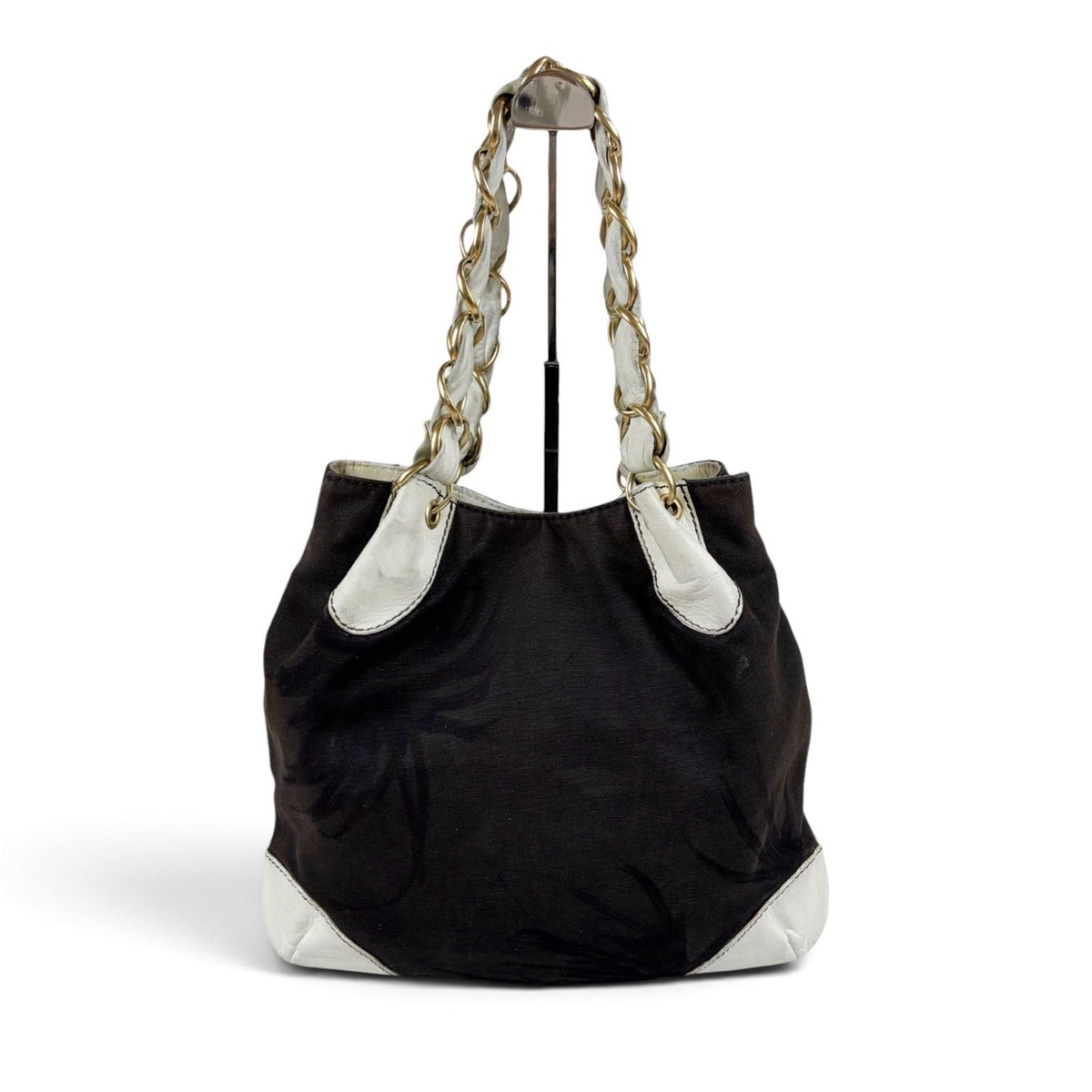 Chanel Big Coco Chain Shoulder Bag Black White Jumbo CC Logo Palm Tree — view 3
