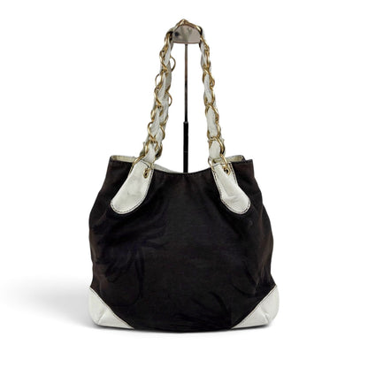 Chanel Big Coco Chain Shoulder Bag Black White Jumbo CC Logo Palm Tree — view 3