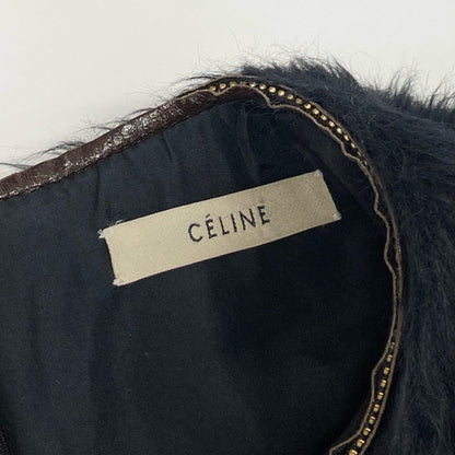 Celine Phoebe Philo Era Alpaca Wool Blouse Fur Top Short Sleeve Top Black — view 8
