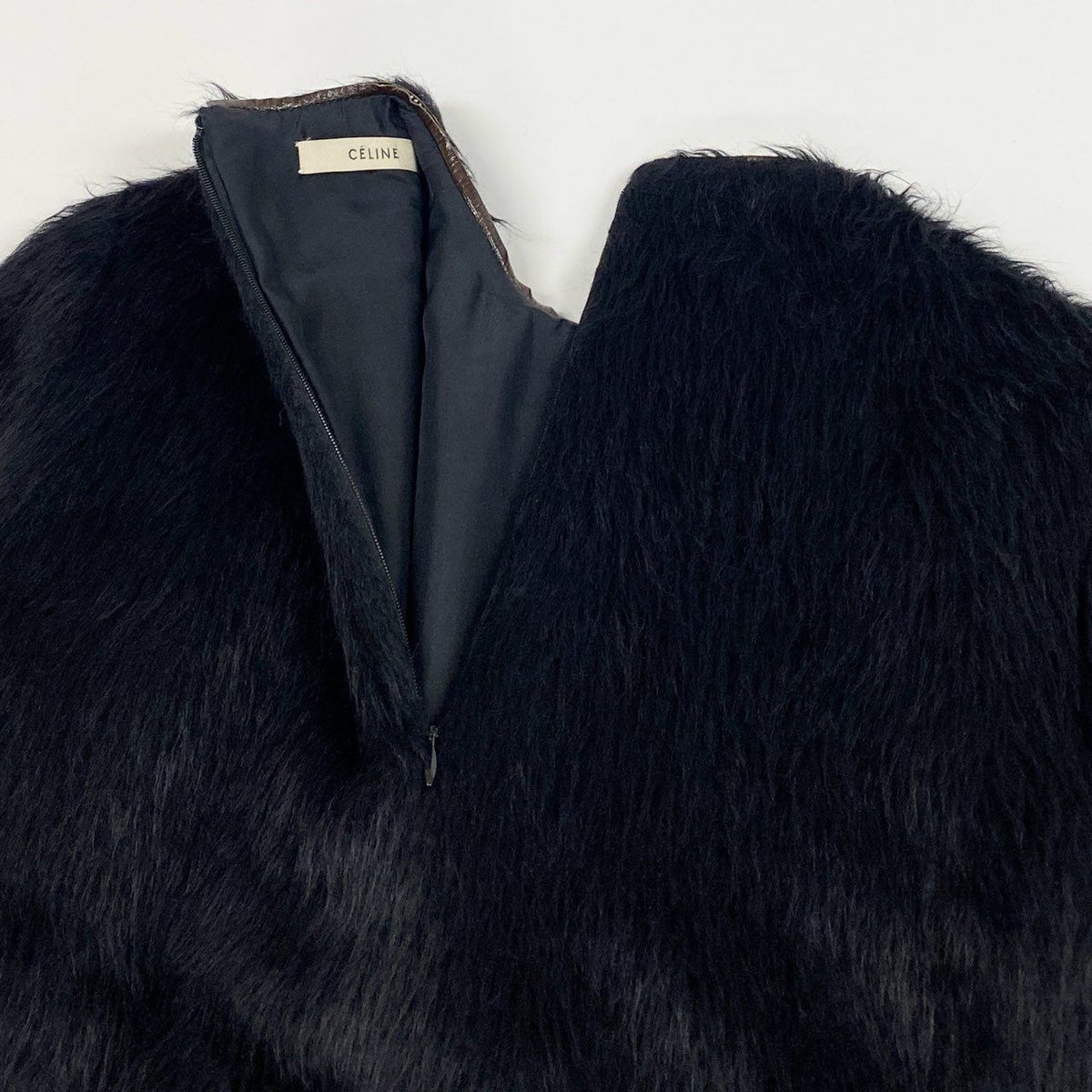Celine Phoebe Philo Era Alpaca Wool Blouse Fur Top Short Sleeve Top Black — view 6