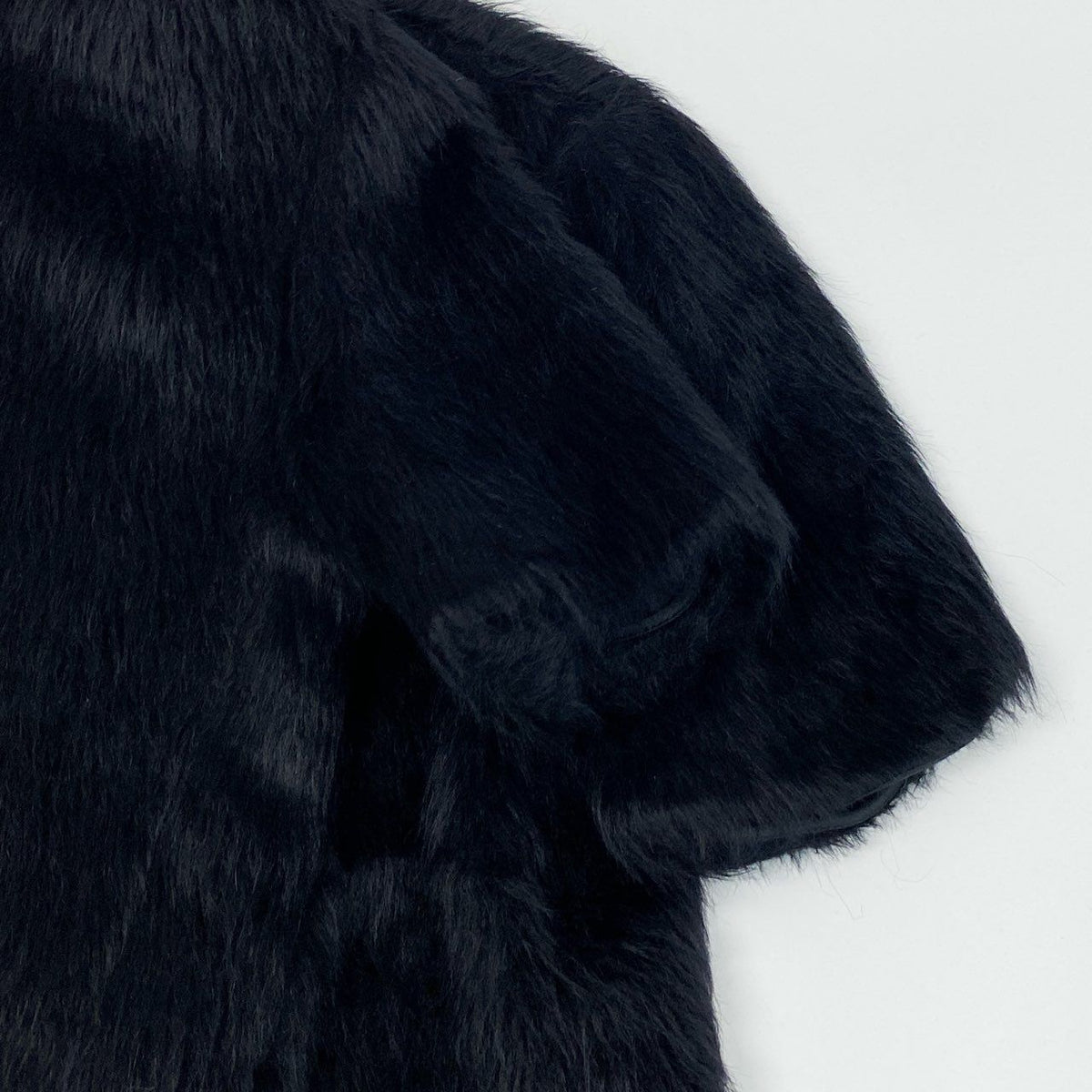Celine Phoebe Philo Era Alpaca Wool Blouse Fur Top Short Sleeve Top Black — view 5