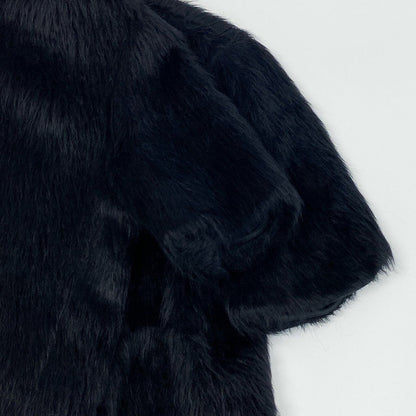 Celine Phoebe Philo Era Alpaca Wool Blouse Fur Top Short Sleeve Top Black — view 5