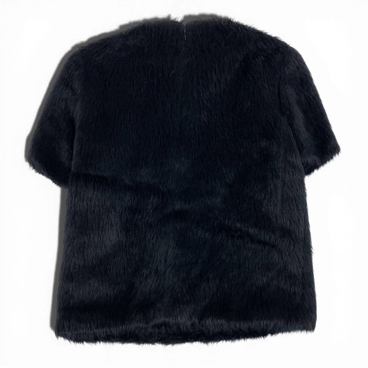 Celine Phoebe Philo Era Alpaca Wool Blouse Fur Top Short Sleeve Top Black — view 3