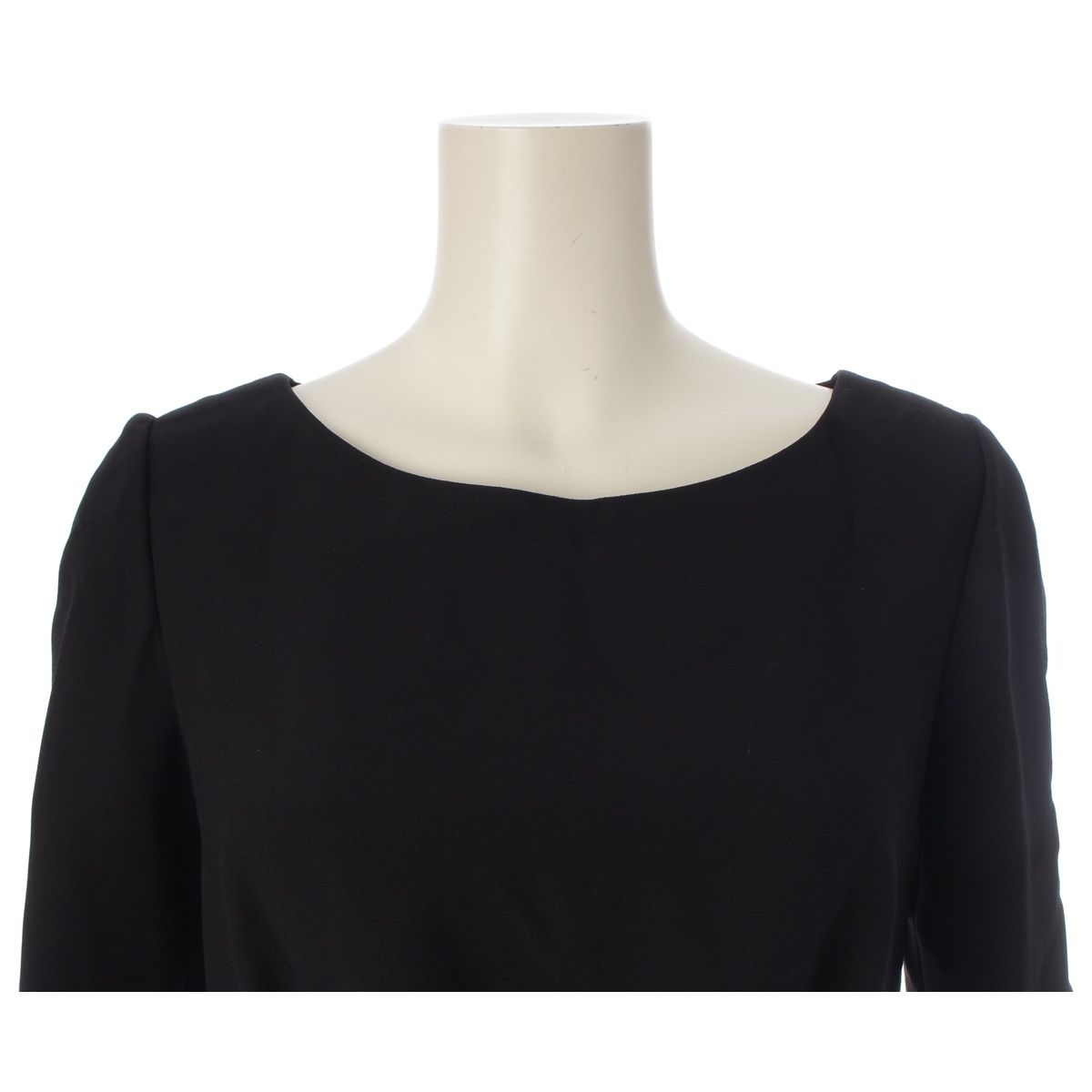 Prada Viscose Virgin Wool Angora Crew Neck 7 Sleeve Dress Black 36 — view 5
