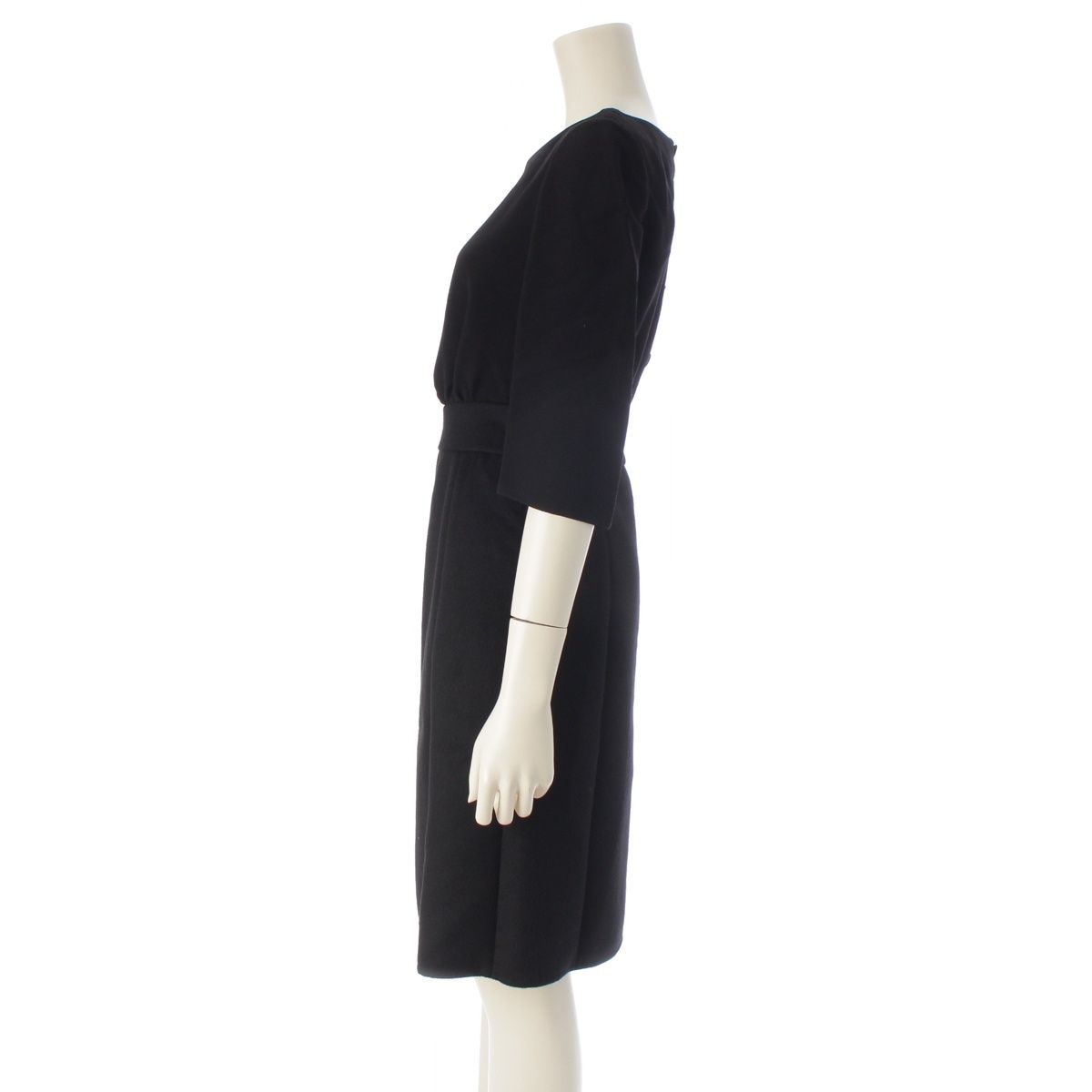 Prada Viscose Virgin Wool Angora Crew Neck 7 Sleeve Dress Black 36 — view 3