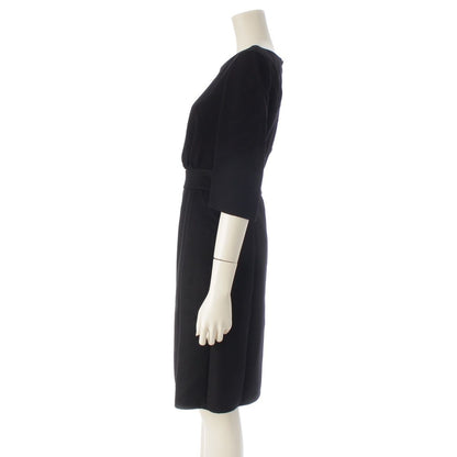 Prada Viscose Virgin Wool Angora Crew Neck 7 Sleeve Dress Black 36 — view 3