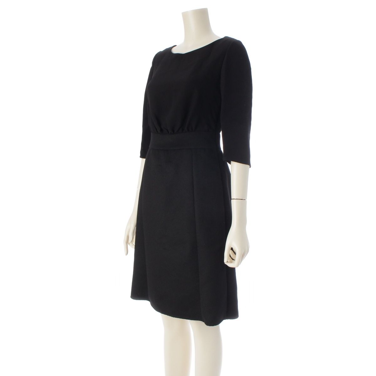 Prada Viscose Virgin Wool Angora Crew Neck 7 Sleeve Dress Black 36 — view 2