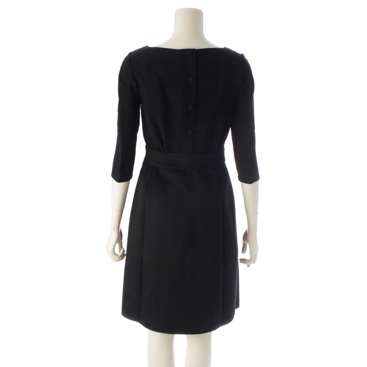 Prada Viscose Virgin Wool Angora Crew Neck 7 Sleeve Dress Black 36 — view 4