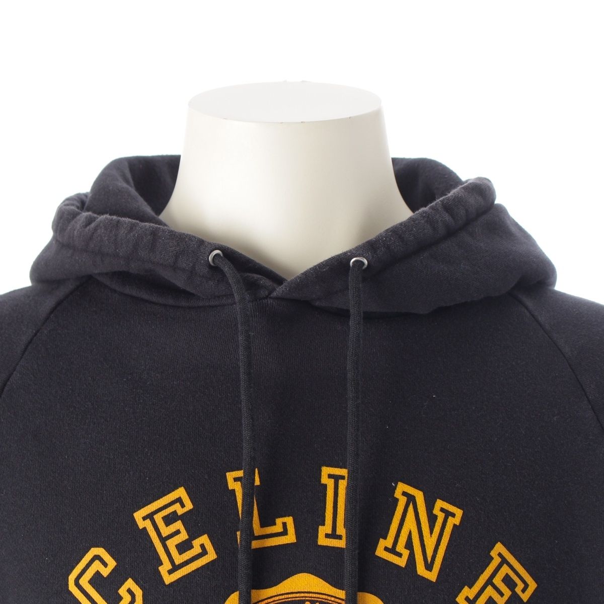 Celine Cotton Blason Logo Print Pullover Hoodie Sweatshirt Navy — view 5