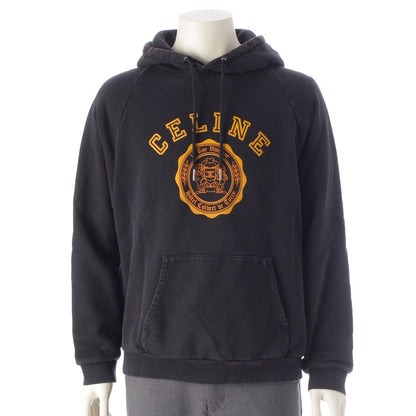 Celine Cotton Blason Logo Print Pullover Hoodie Sweatshirt Navy