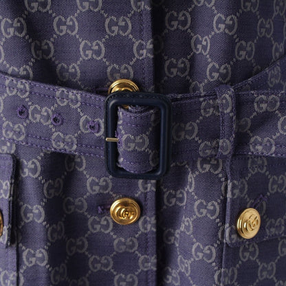 Gucci Cotton GG Jacquard Denim Belt Long Coat Blue 40 — view 8