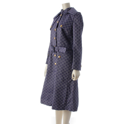 Gucci Cotton GG Jacquard Denim Belt Long Coat Blue 40 — view 2