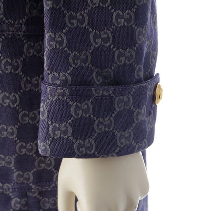 Gucci Cotton GG Jacquard Denim Belt Long Coat Blue 40 — view 6