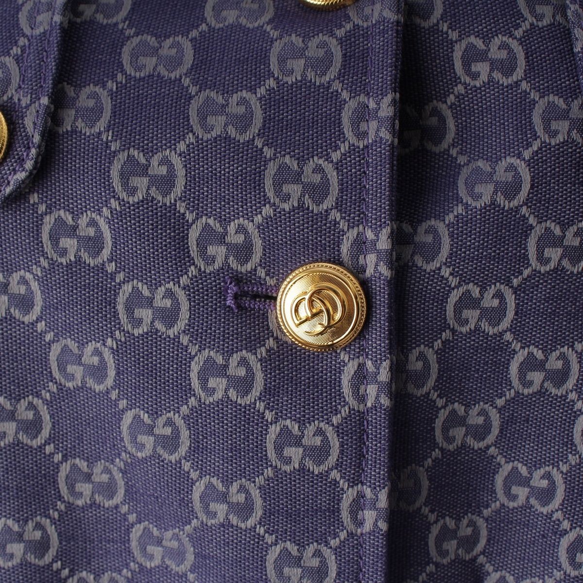 Gucci Cotton GG Jacquard Denim Belt Long Coat Blue 40 — view 7