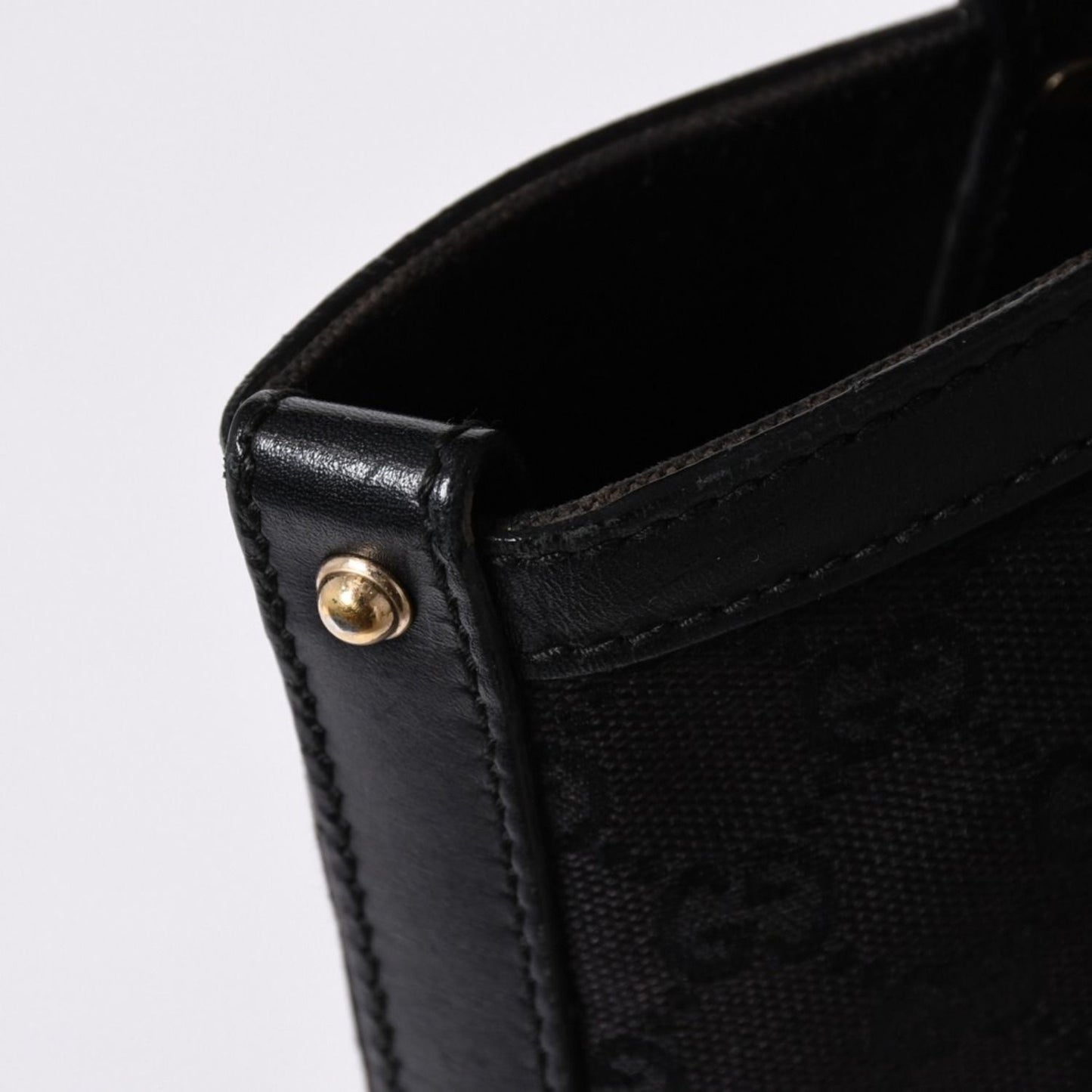 Gucci GG Pattern Canvas Tote Shoulder Bag Black Gold — view 7