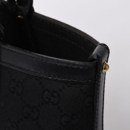 Gucci GG Pattern Canvas Tote Shoulder Bag Black Gold — view 8