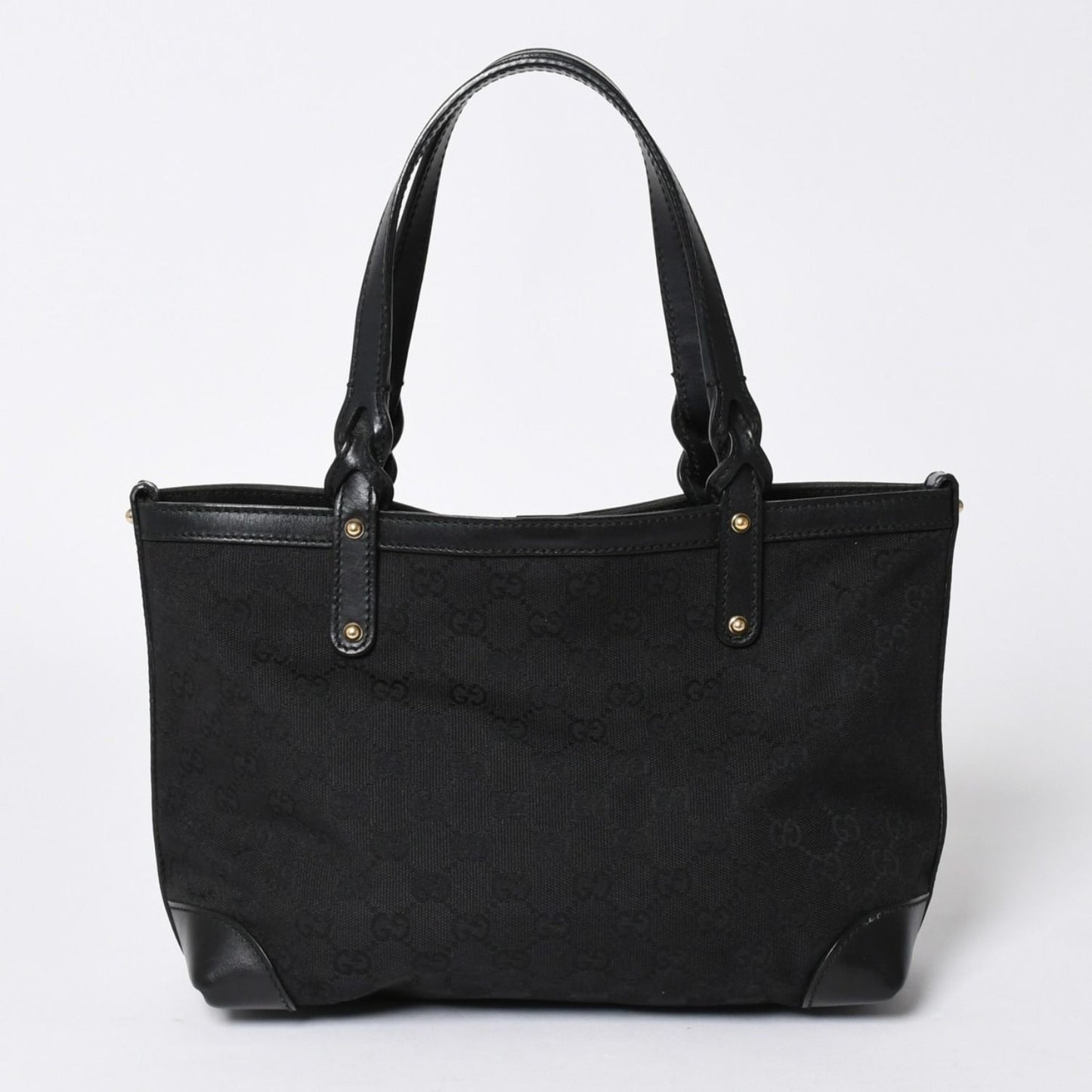 Gucci GG Pattern Canvas Tote Shoulder Bag Black Gold — view 2