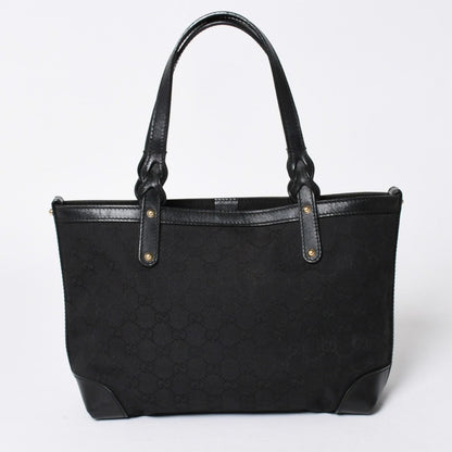 Gucci GG Pattern Canvas Tote Shoulder Bag Black Gold — view 3