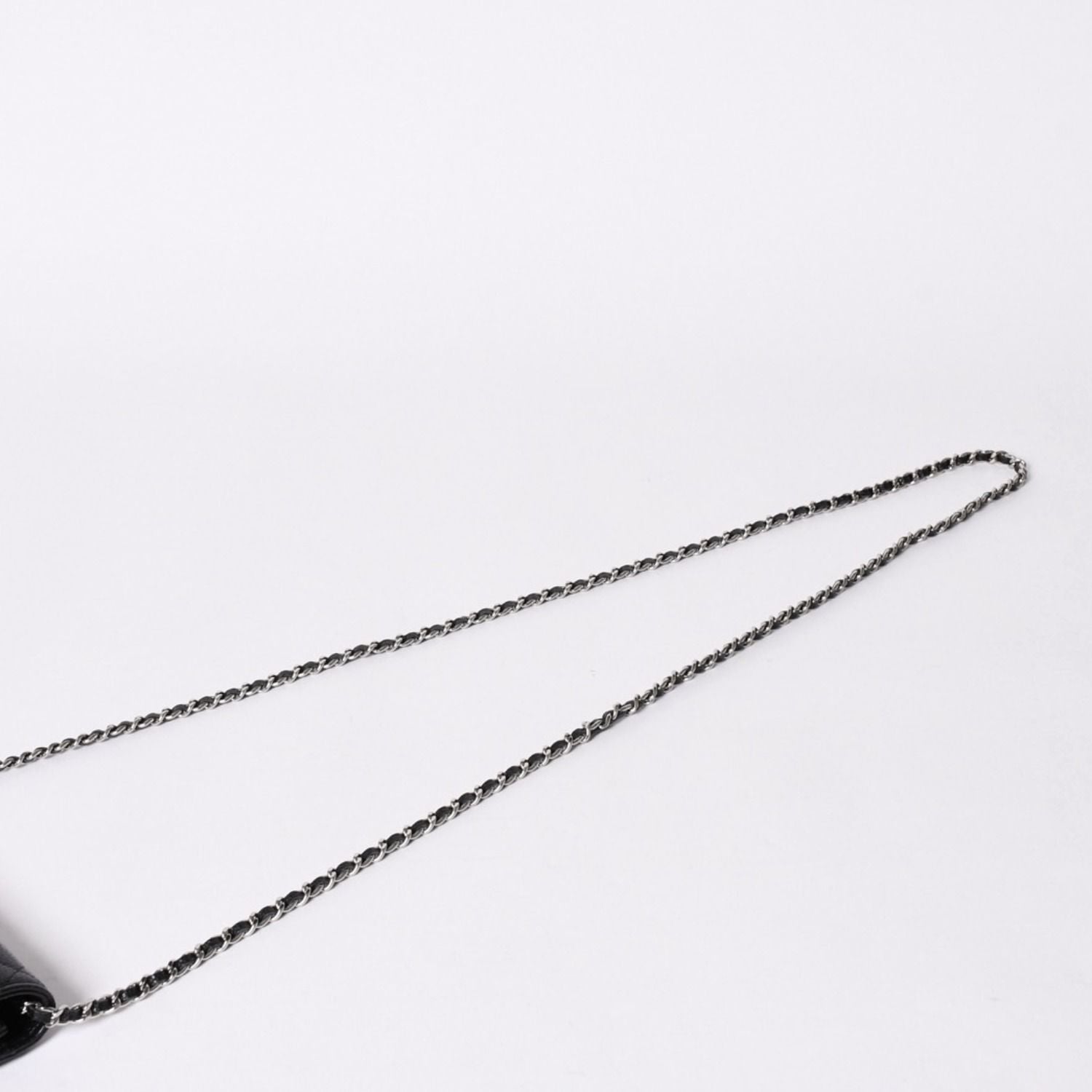 Chanel Chain Wallet CC Logo Caviar Leather Black Silver Shoulder Bag — view 4