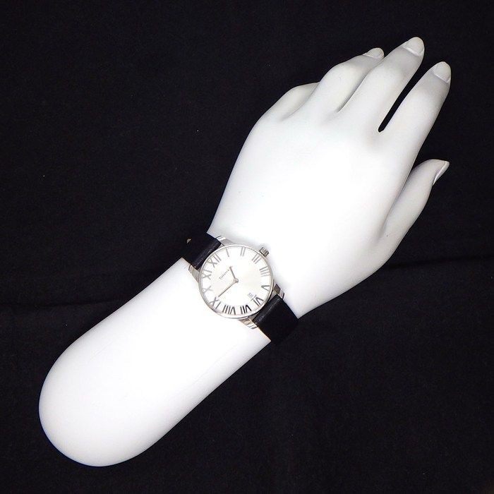 Tiffany & Co Watch Atlas Silver Dial Roman Index Leather Strap SS Quartz Analog — view 6