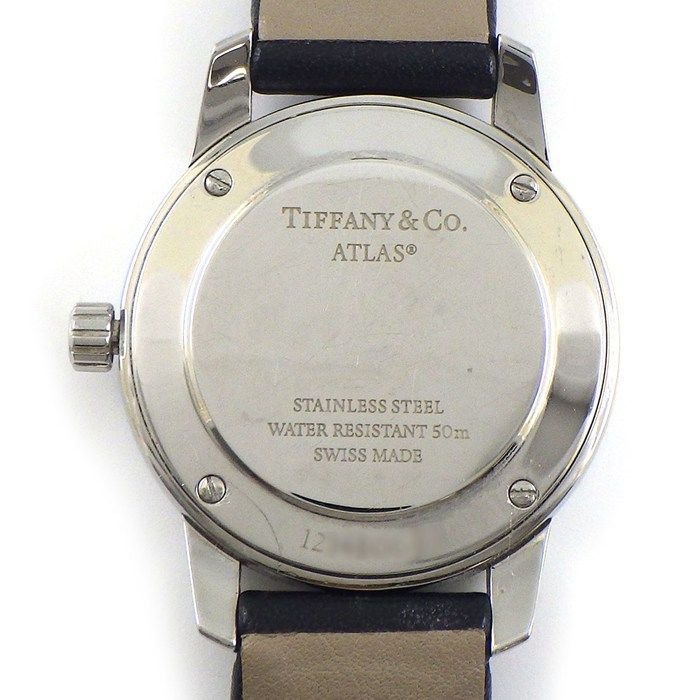 Tiffany & Co Watch Atlas Silver Dial Roman Index Leather Strap SS Quartz Analog — view 4