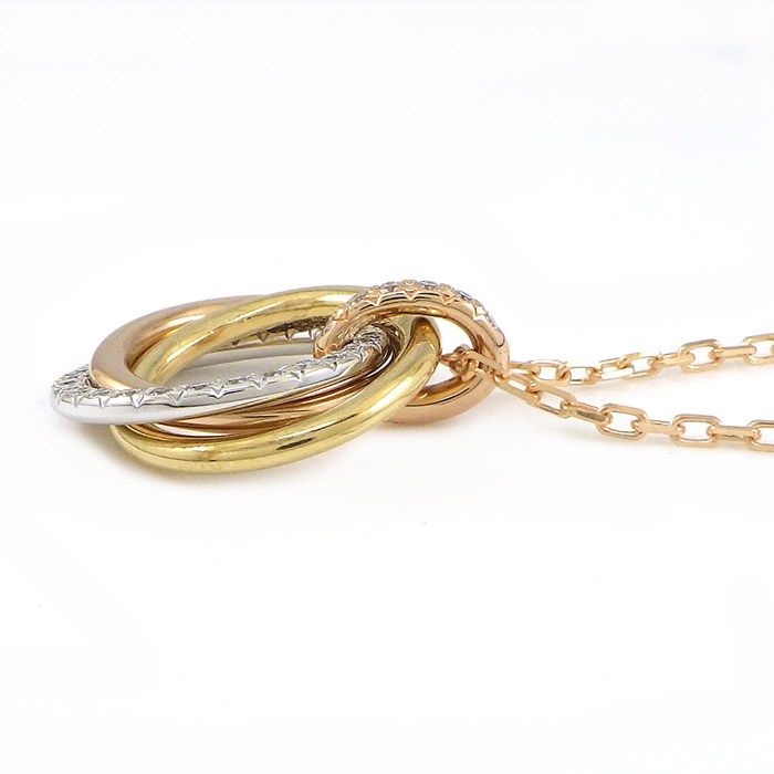 Cartier Necklace Trinity Small Semi Pave Diamond 18K Pink Gold — view 3