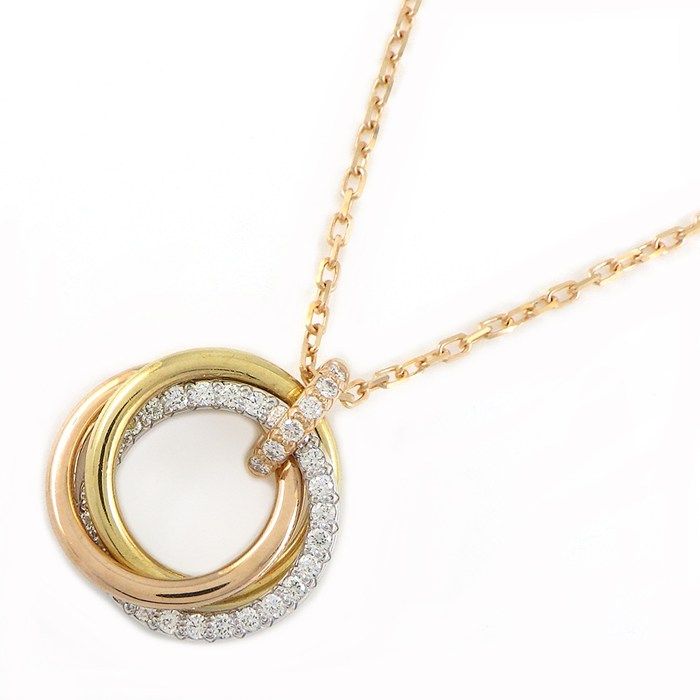 Cartier Necklace Trinity Small Semi Pave Diamond 18K Pink Gold