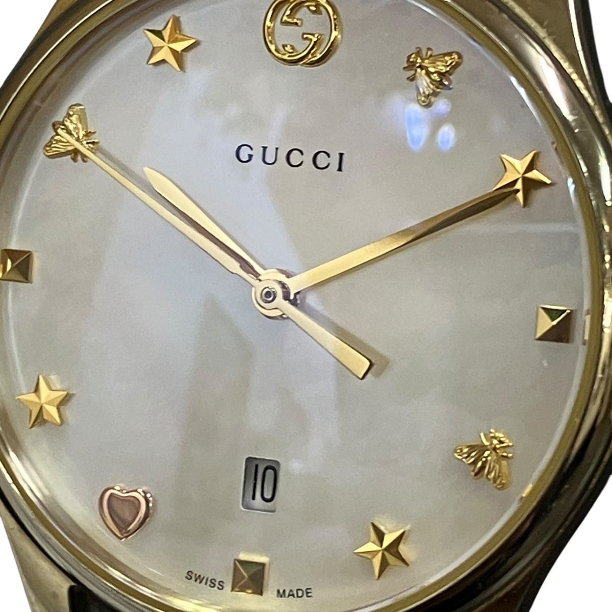 Gucci Mother of Pearl Watch Leather Quartz Dial 126.5 — view 4