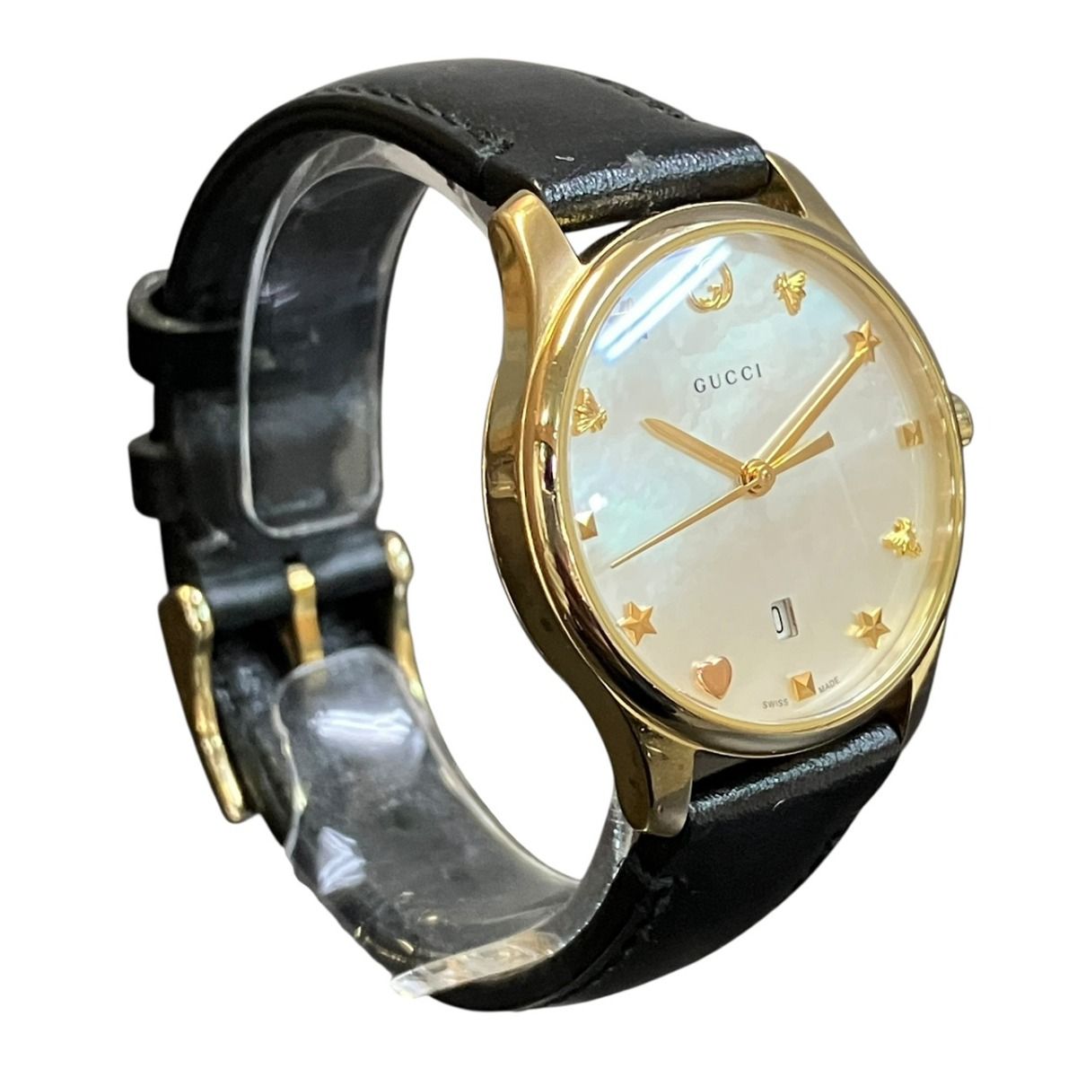 Gucci Mother of Pearl Watch Leather Quartz Dial 126.5 — view 3