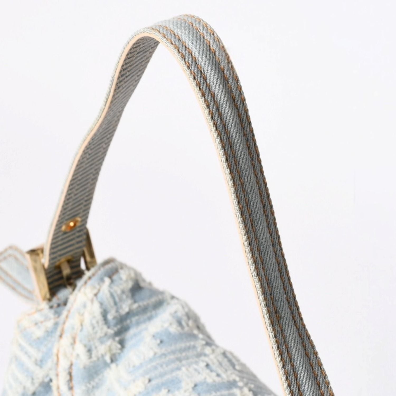 Fendi Mamma Baguette Shoulder Bag Light Blue White Silver — view 4