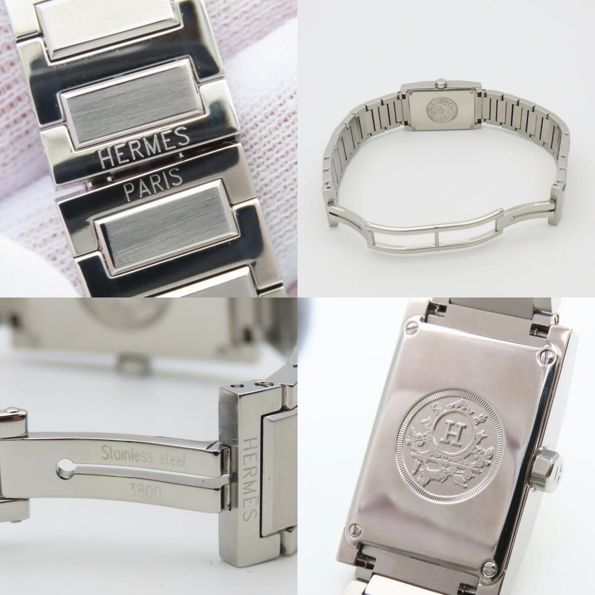 Hermes Watch Tandem TA 1.230 Stainless Steel Diamond Silver Dial Orange Bezel — view 8