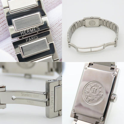 Hermes Watch Tandem TA 1.230 Stainless Steel Diamond Silver Dial Orange Bezel — view 8