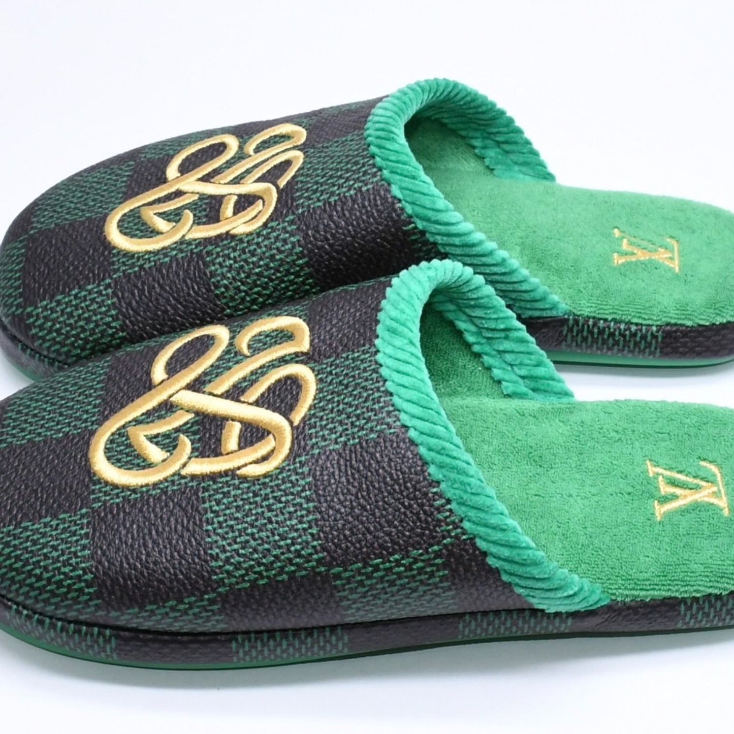 Louis Vuitton LV Palace Line Mules Slippers Damier Pattern Pop Green — view 5