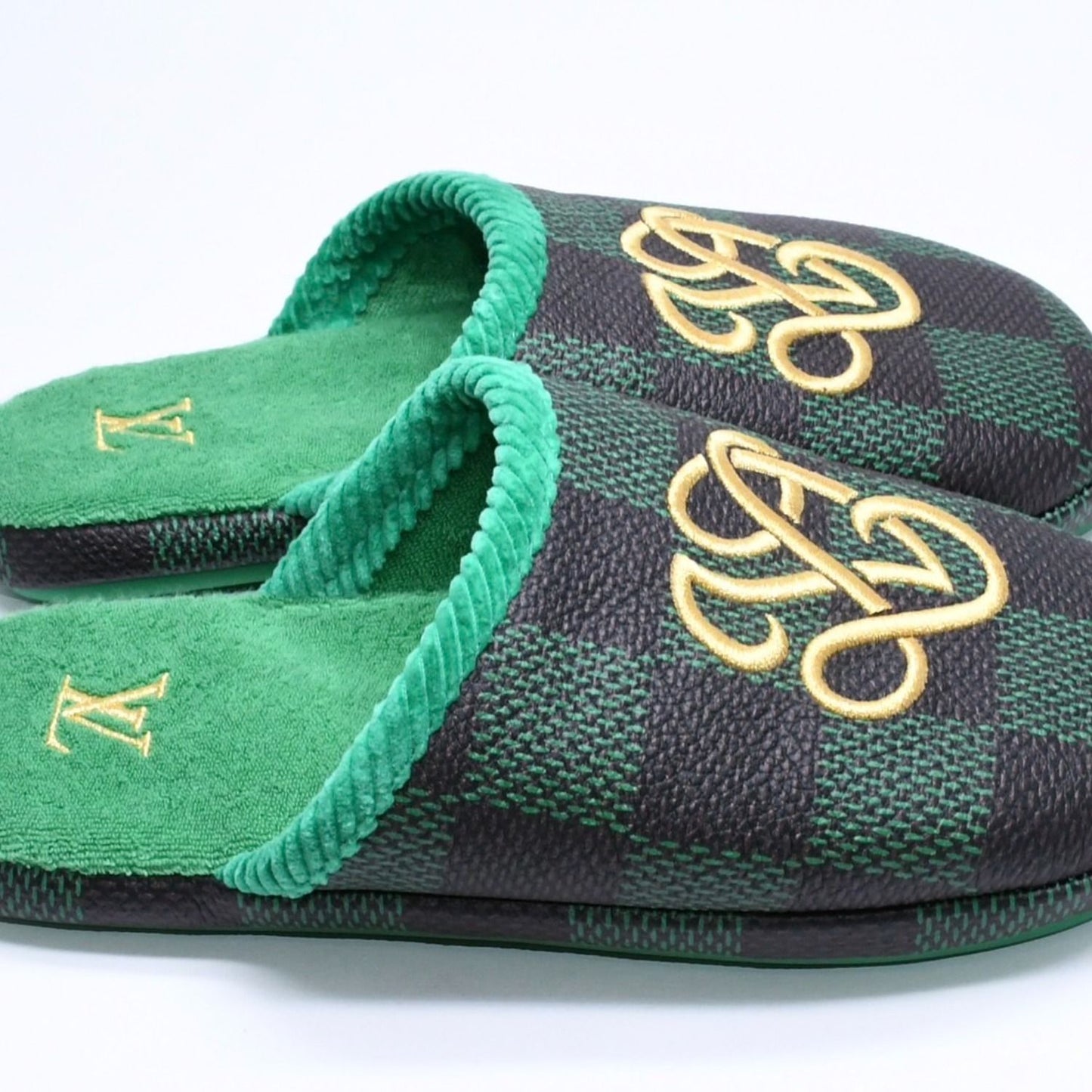 Louis Vuitton LV Palace Line Mules Slippers Damier Pattern Pop Green — view 4