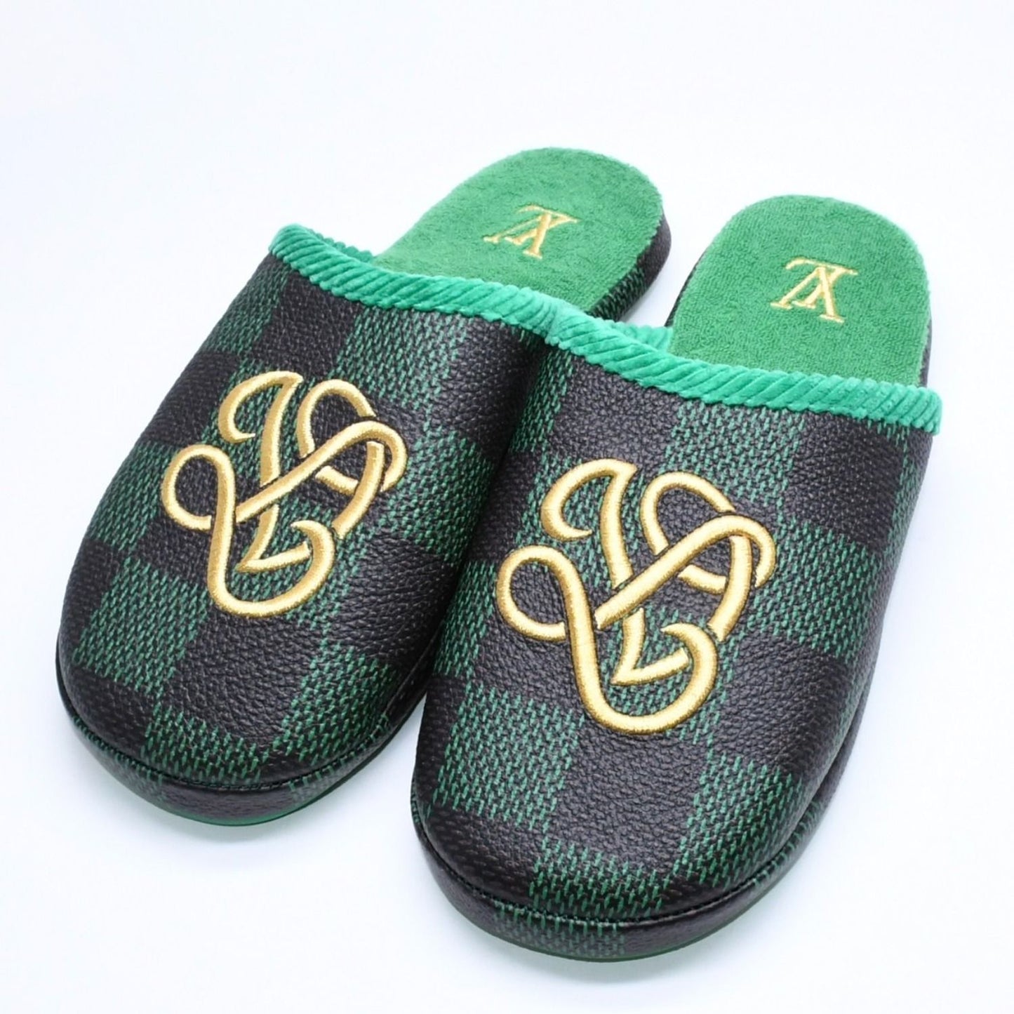 Louis Vuitton LV Palace Line Mules Slippers Damier Pattern Pop Green