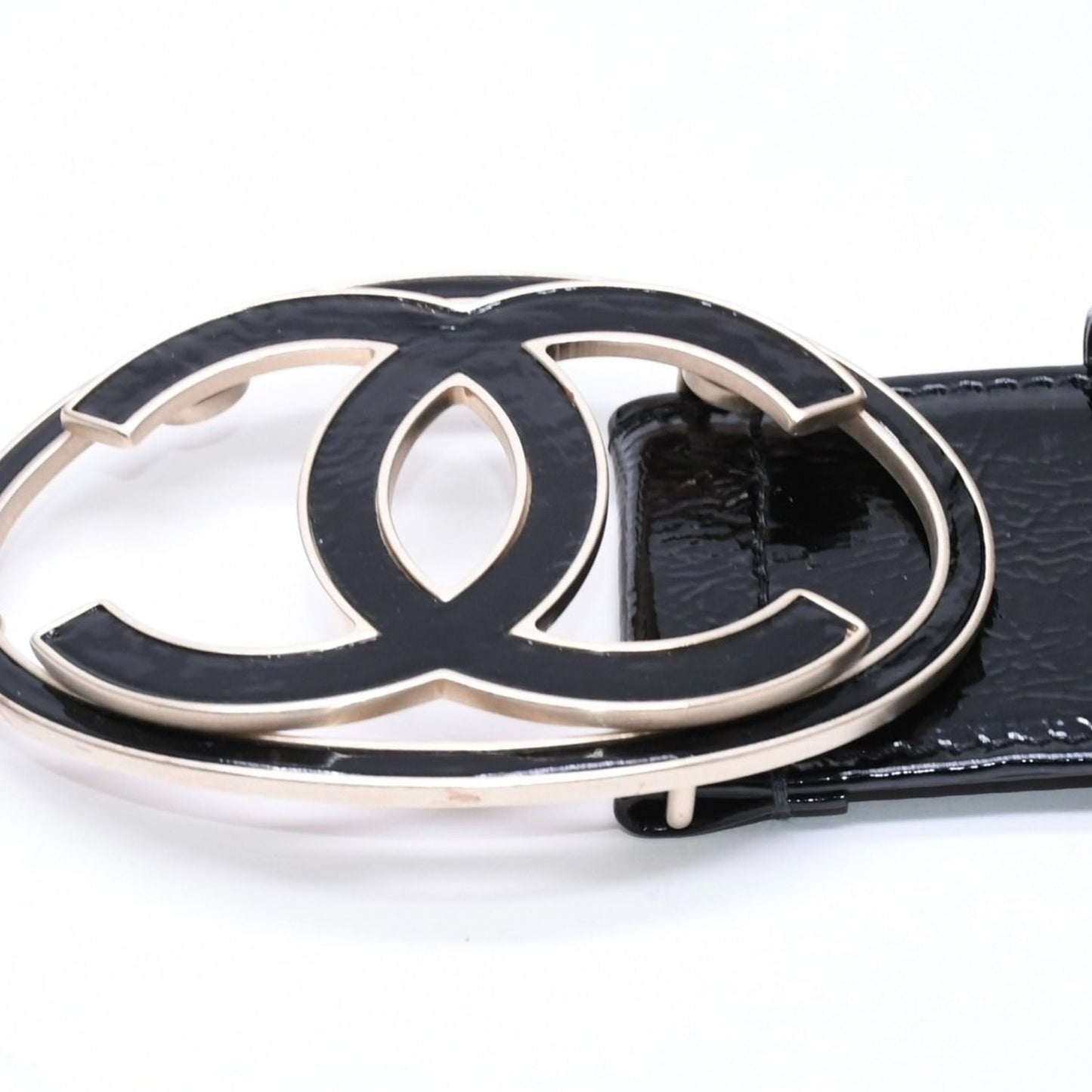 Chanel CC Logo Buckle Leather Belt 04 Metal Frame Black — view 6