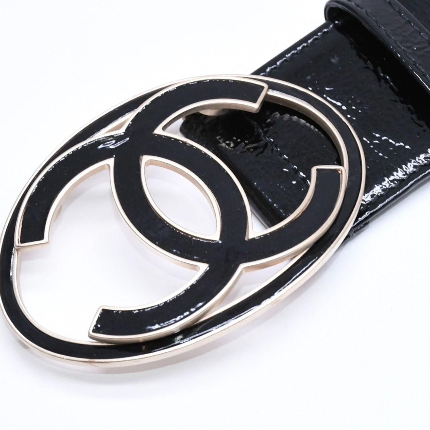 Chanel CC Logo Buckle Leather Belt 04 Metal Frame Black — view 3