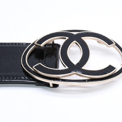 Chanel CC Logo Buckle Leather Belt 04 Metal Frame Black — view 5