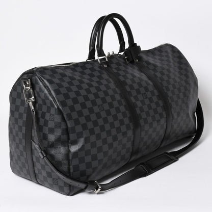 Louis Vuitton Keepall Bandouliere 55 Boston Bag Damier Graphite Black — view 3