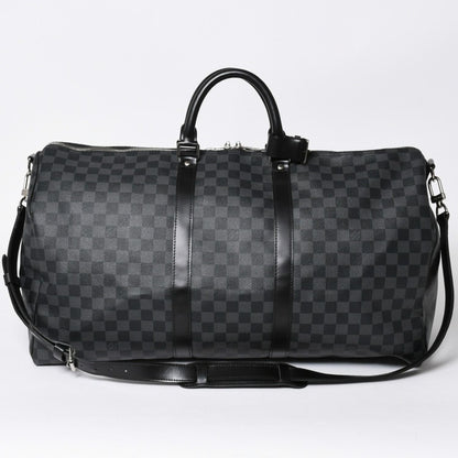 Louis Vuitton Keepall Bandouliere 55 Boston Bag Damier Graphite Black