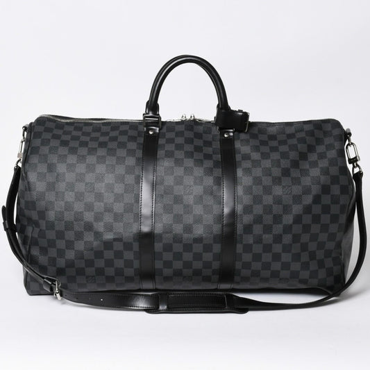 Louis Vuitton Keepall Bandouliere 55 Boston Bag Damier Graphite Black