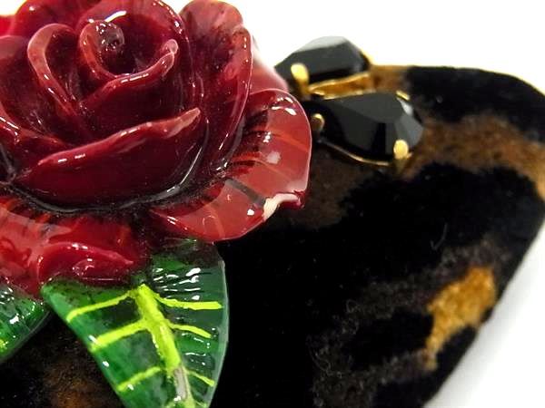 Dolce & Gabbana Rose Applique Leopard Velour Shoes Brown — view 7